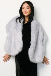 Jovie Faux Fur Shawl | Powder Blue